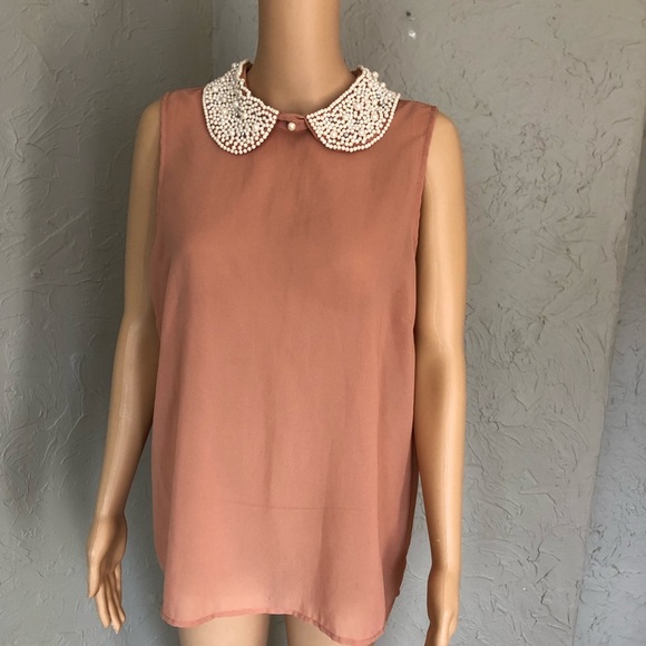 DizzyLizzy | Beaded Pearl Collar Sheer Blouse - Picture 6 of 8